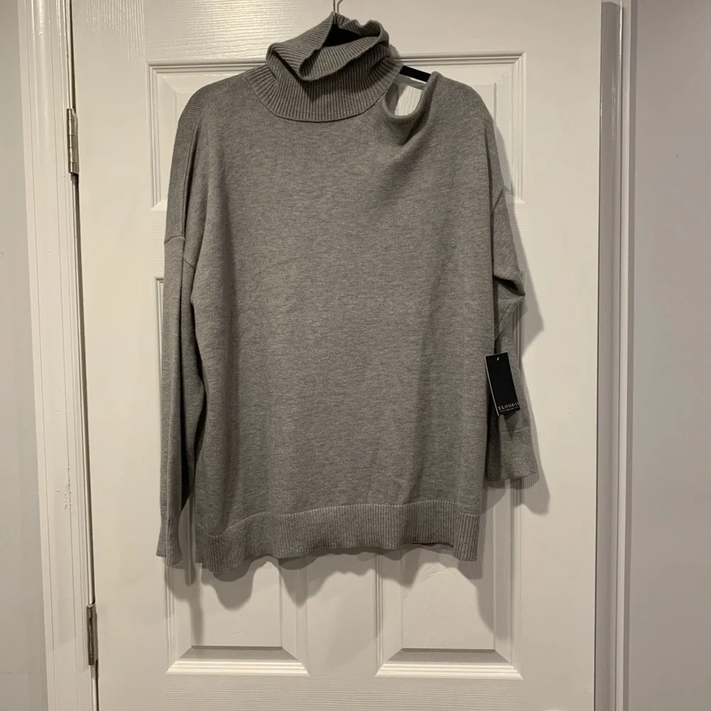 NWT Eloquii Turtleneck Cold Shoulder Sweater - Picture 6 of 9